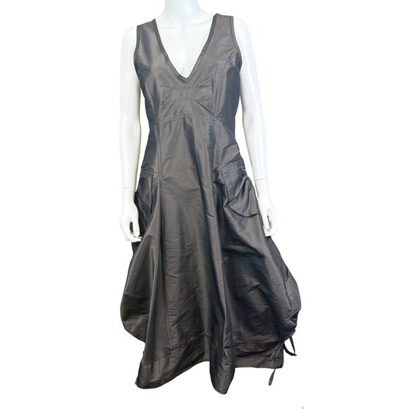 Hanna For La Journee’ Womens Asymmetrical Maxi Dress Sz2 Gray Rayon Blend Unique - Picture 1 of 8